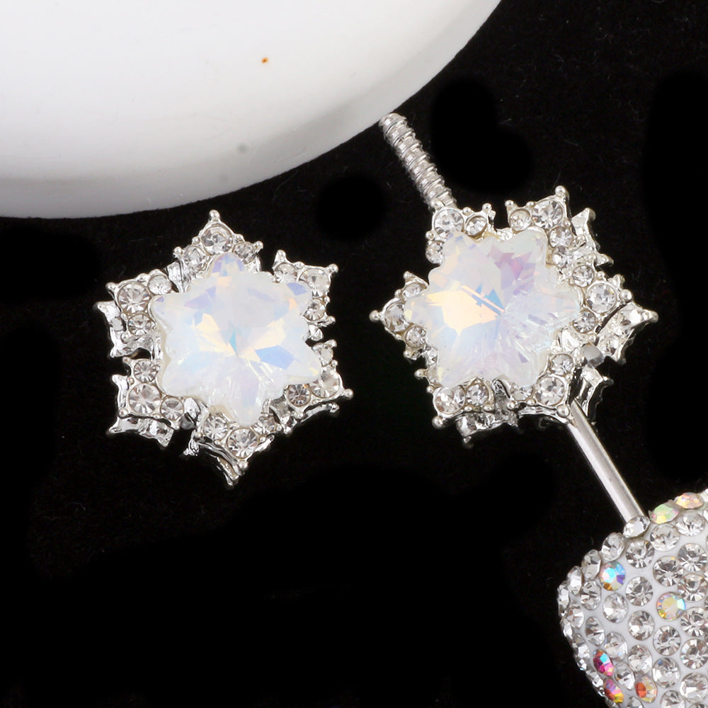 Wholesale Double-sided Alloy Hexagonal Star Snowflake Zircon Straight Hole Beads