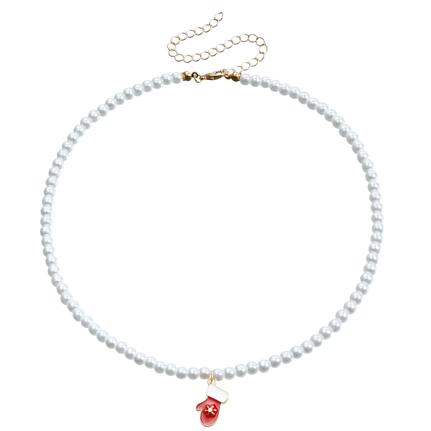 Wholesale Pearl Drop Oil Snowflake Bell Christmas Tree Necklace Sweater Chain