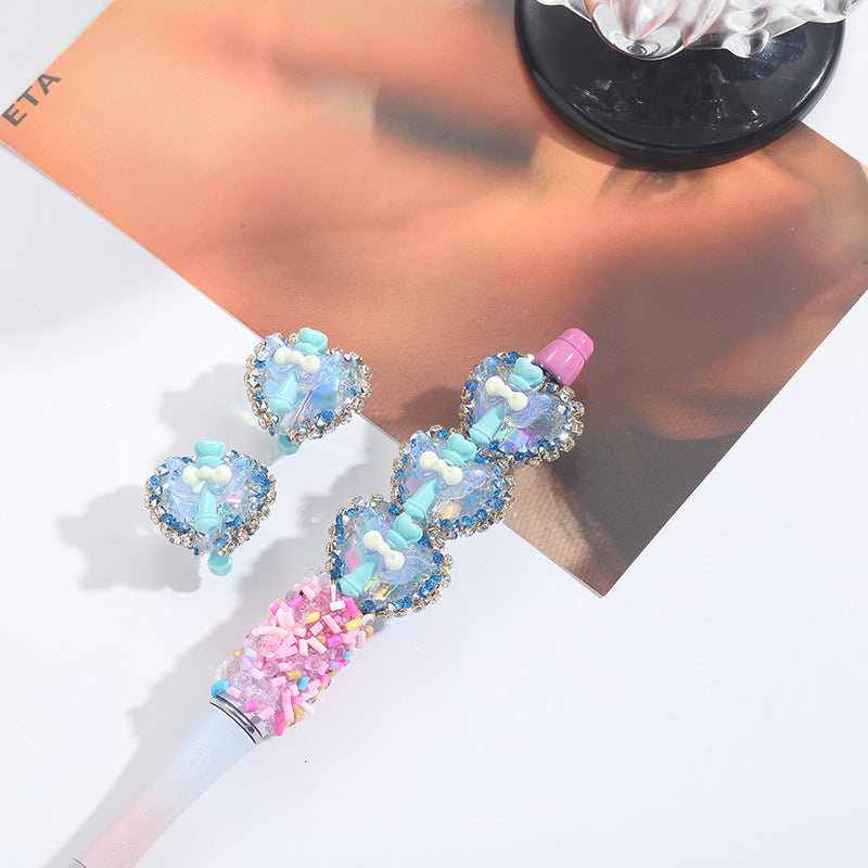 Wholesale 10pcs Magic Wand Full Diamond Love String Ballpoint Pen Beads