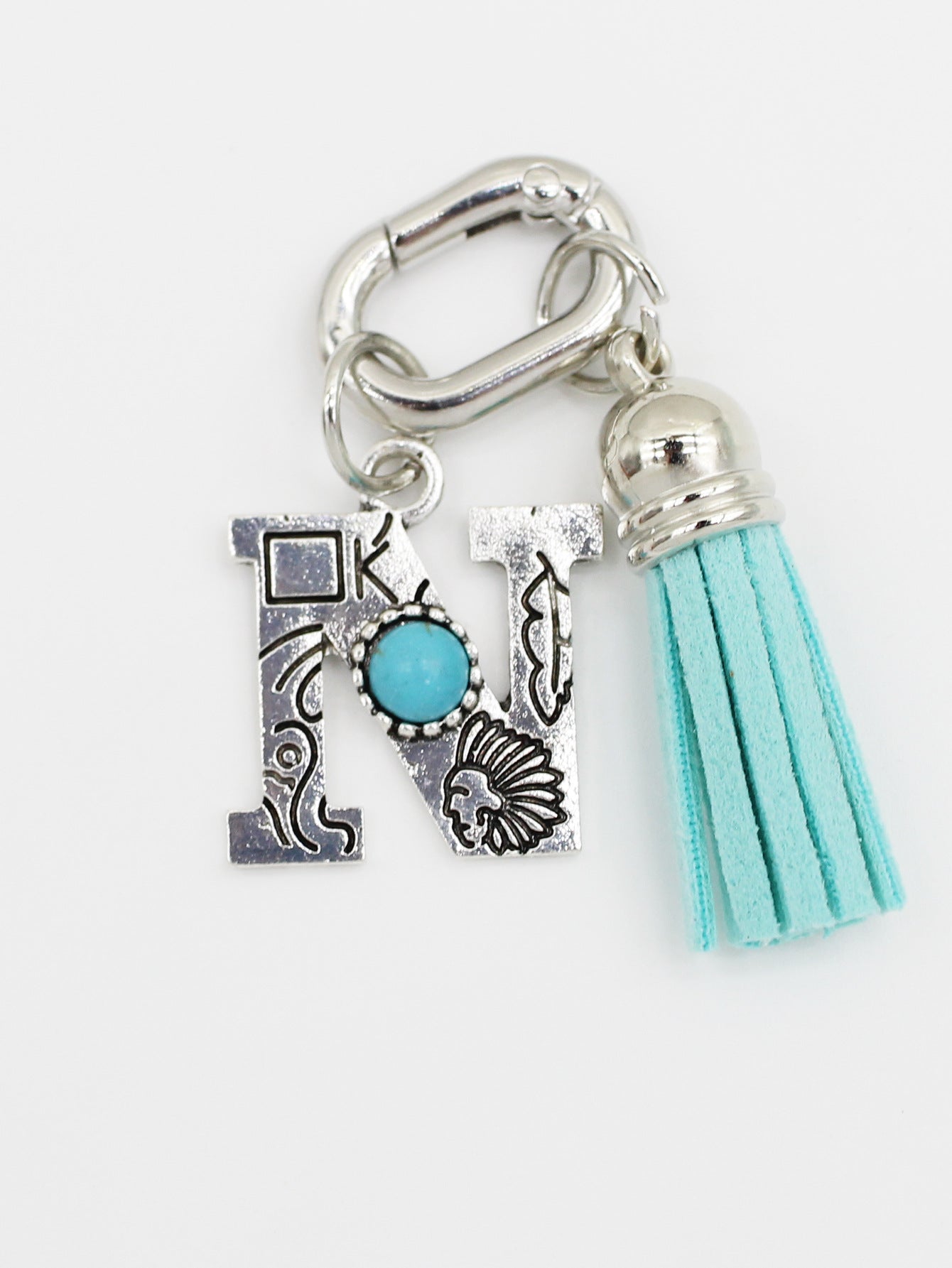 Wholesale ethnic style turquoise 26 letter tassel pendant