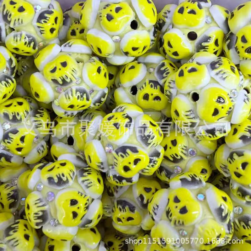 Wholesale 20pcs  Ghost Head Wearable Straight Hole 3D Focal Beads