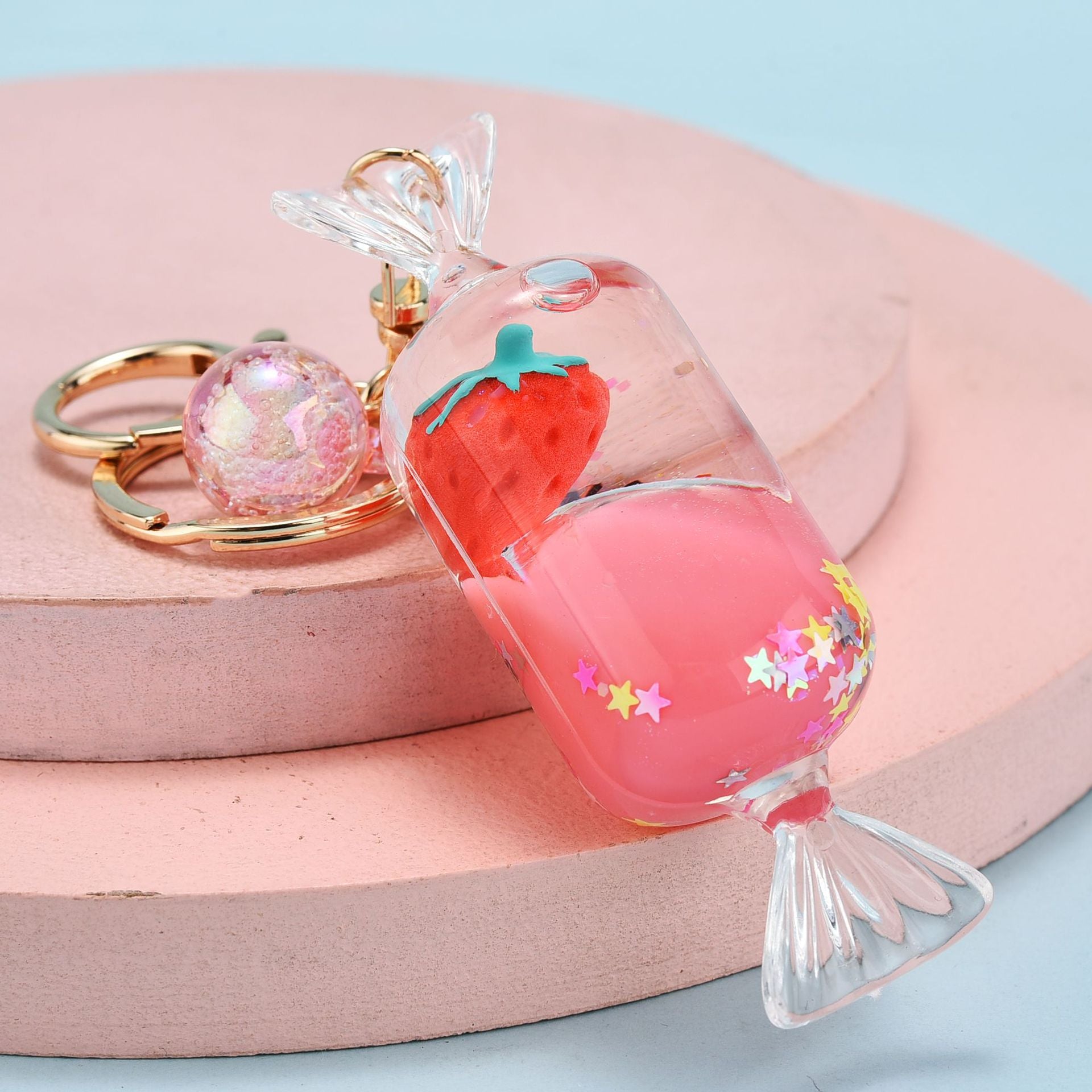 Wholesale Pentagram Strawberry Acrylic Oil Keychains