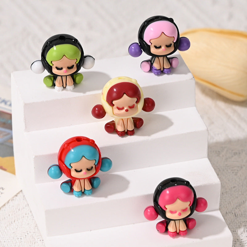 Wholesale 10pcs/pack  Cartoon Sitting Crying Baby Cute Rubber Beads with Holes