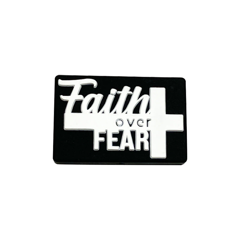Wholesale 10pcs Rectangular Faith English Creative Silicone Beads