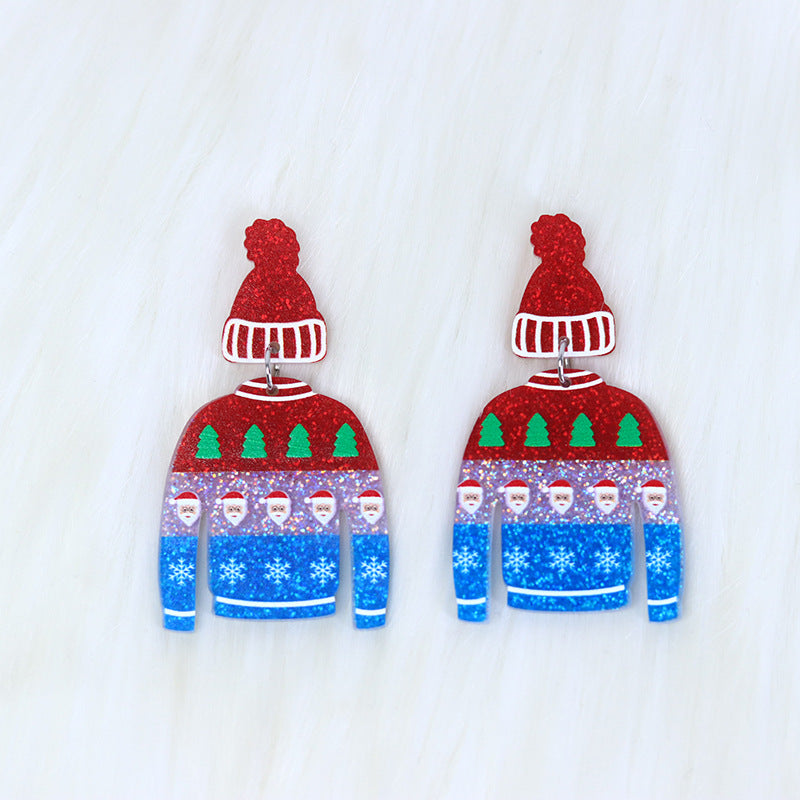 Wholesale Christmas Santa Claus Sweater Bells Acrylic Earrings