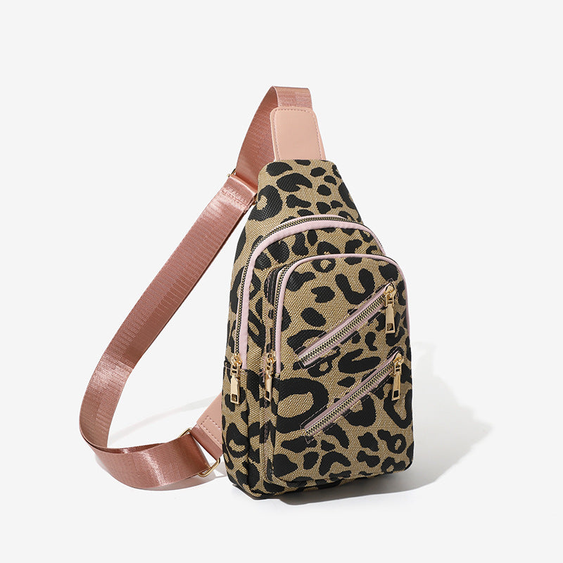 Wholesale PU Leopard Print Crossbody Chest Bag Travel Leisure Backpack