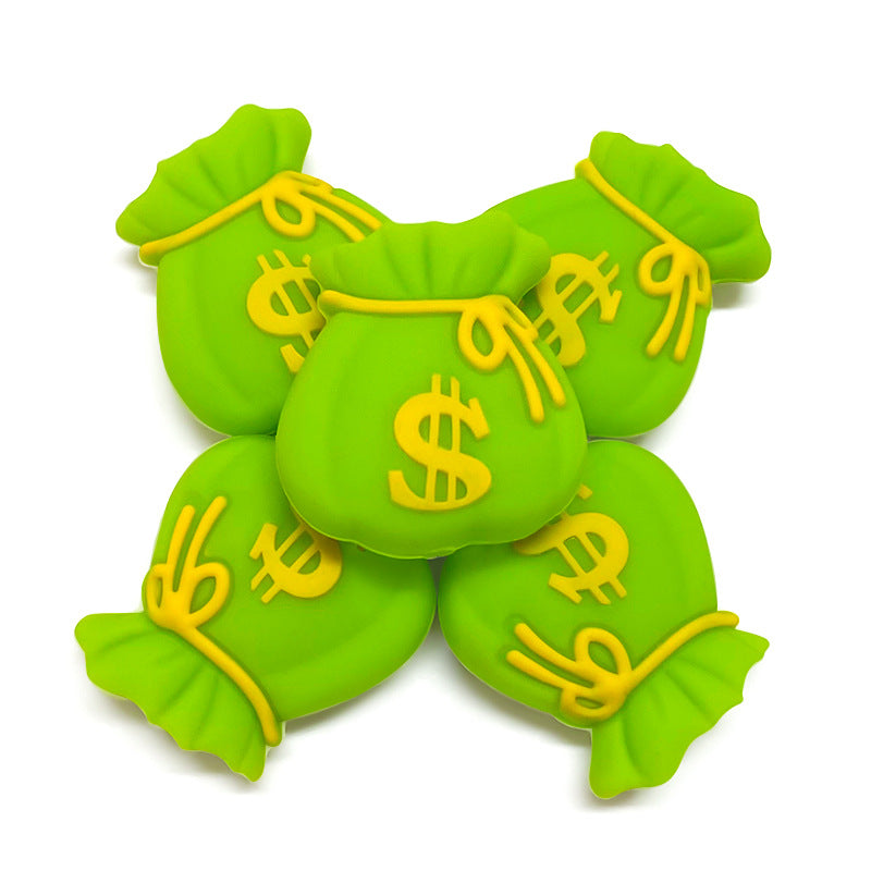 Wholesale 10pcs Simulation money bag 3D silicone beads
