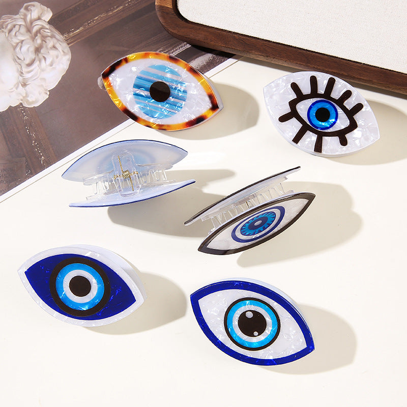 Wholesale Round Evil Eye Hair Clip Acrylic Claw Clip Bohemian Greek Style Fashion Hair Accessory For Women Resale