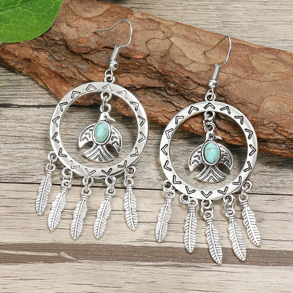 Wholesale Antique Silver Tassels Alloy Earrings