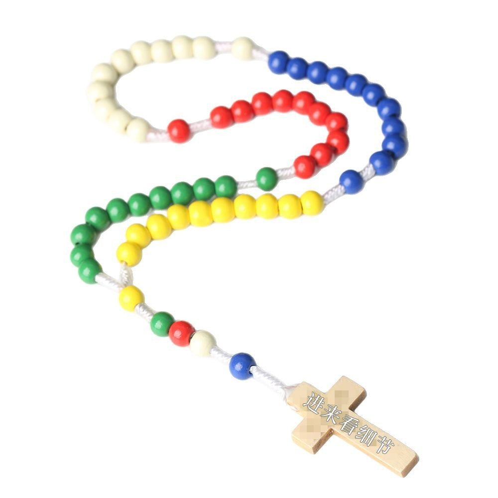 Wholesale Wooden bead handmade light coffee deep coffee color prayer bead necklace