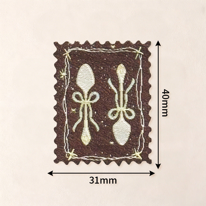 Wholesale Retro Stamp Self Adhesive Embroidered Patches DIY Craft Supply For Towels Clothing Bags
