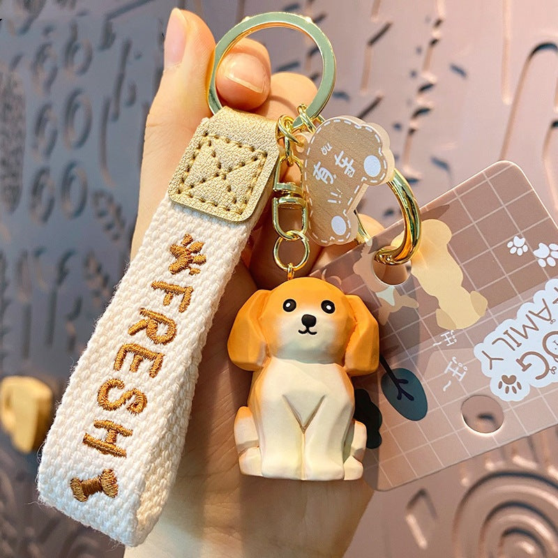 Wholesale Wood Carved Resin Dog Figure Keychain
