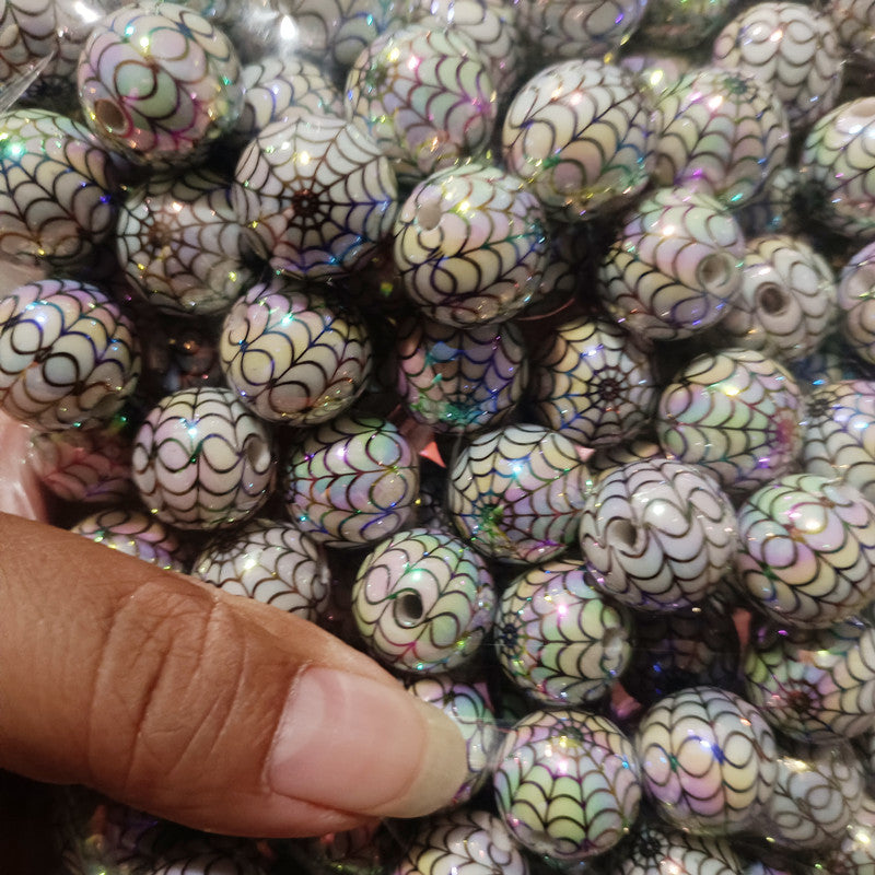 Wholesale 200pcs 16mm UV Plated Colorful Halloween DIY Bead Accessories Straight Hole Round Beads