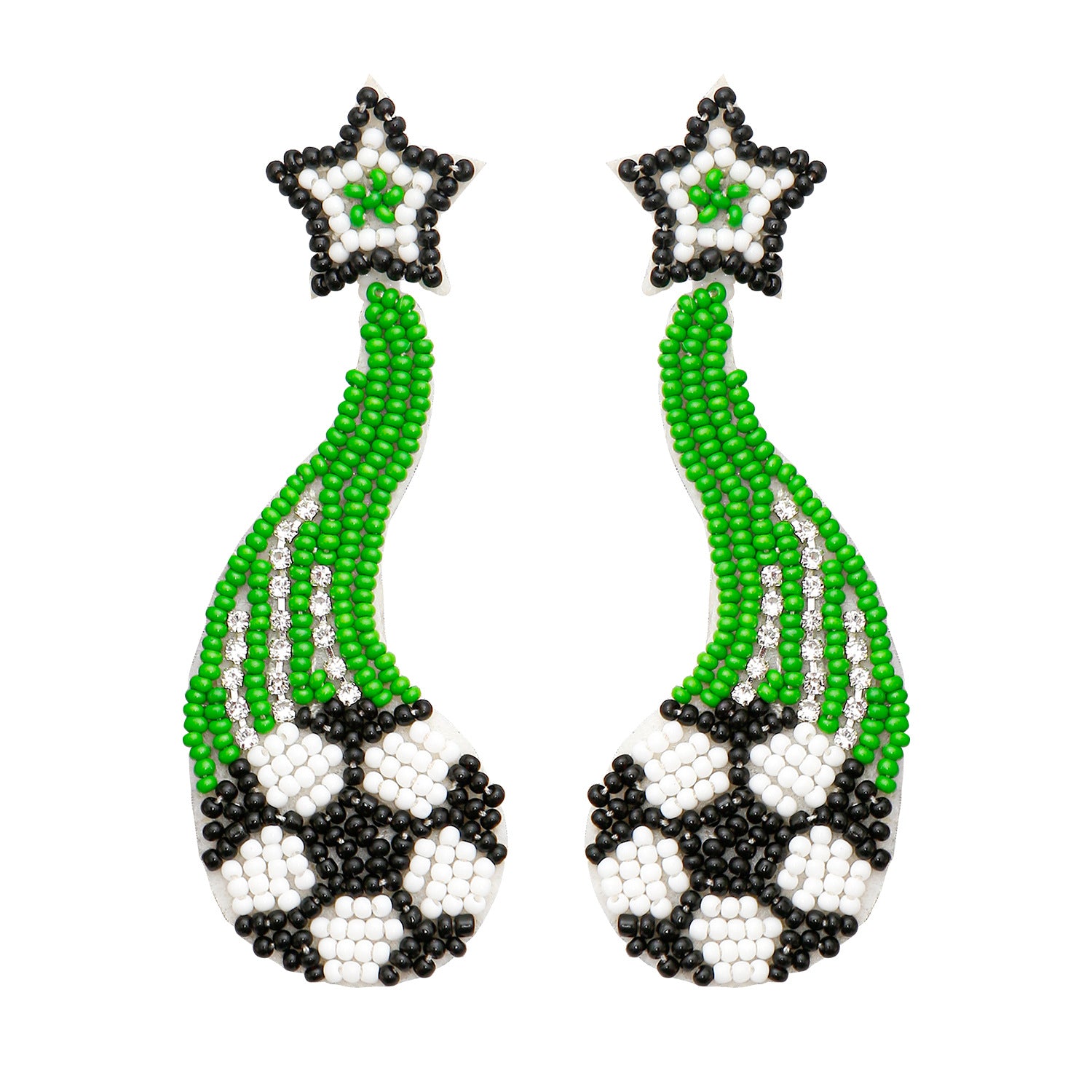 Wholesale Sports-themed Handmade Beaded Soccer Ball Rice Bead Earrings