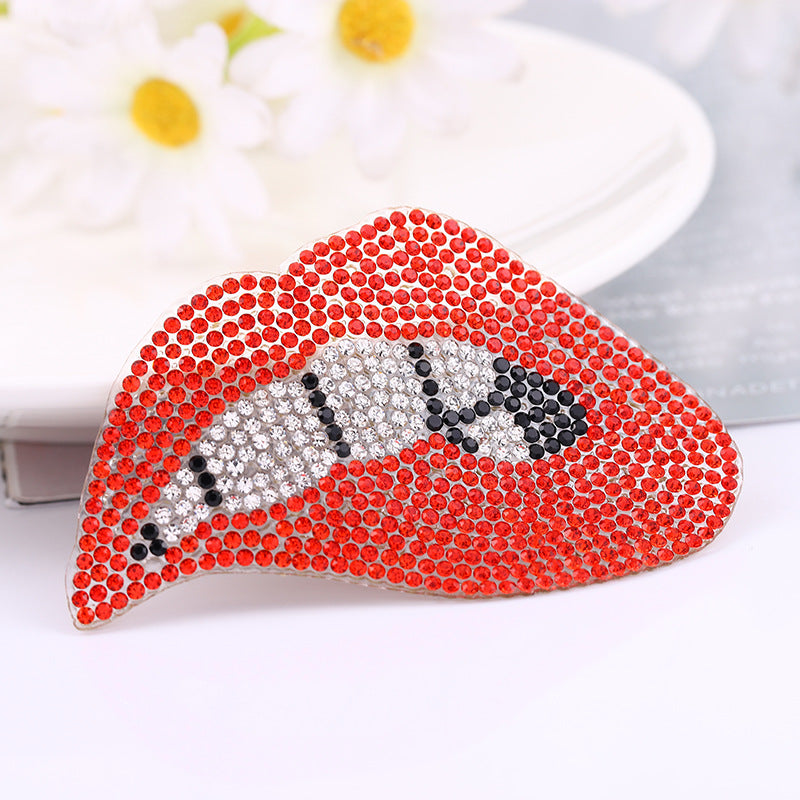 Wholesale 10pcs Water Diamond Red Lips Bear Embroidery DIY Patches