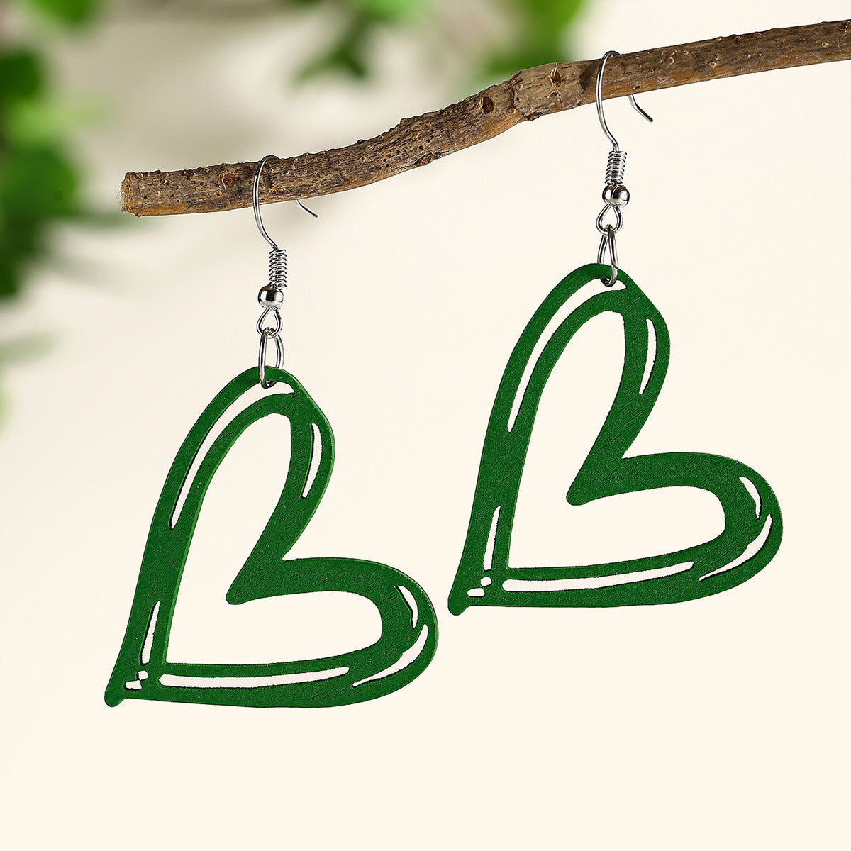 Wholesale Colorful Love Valentine' s Day Wood Earrings