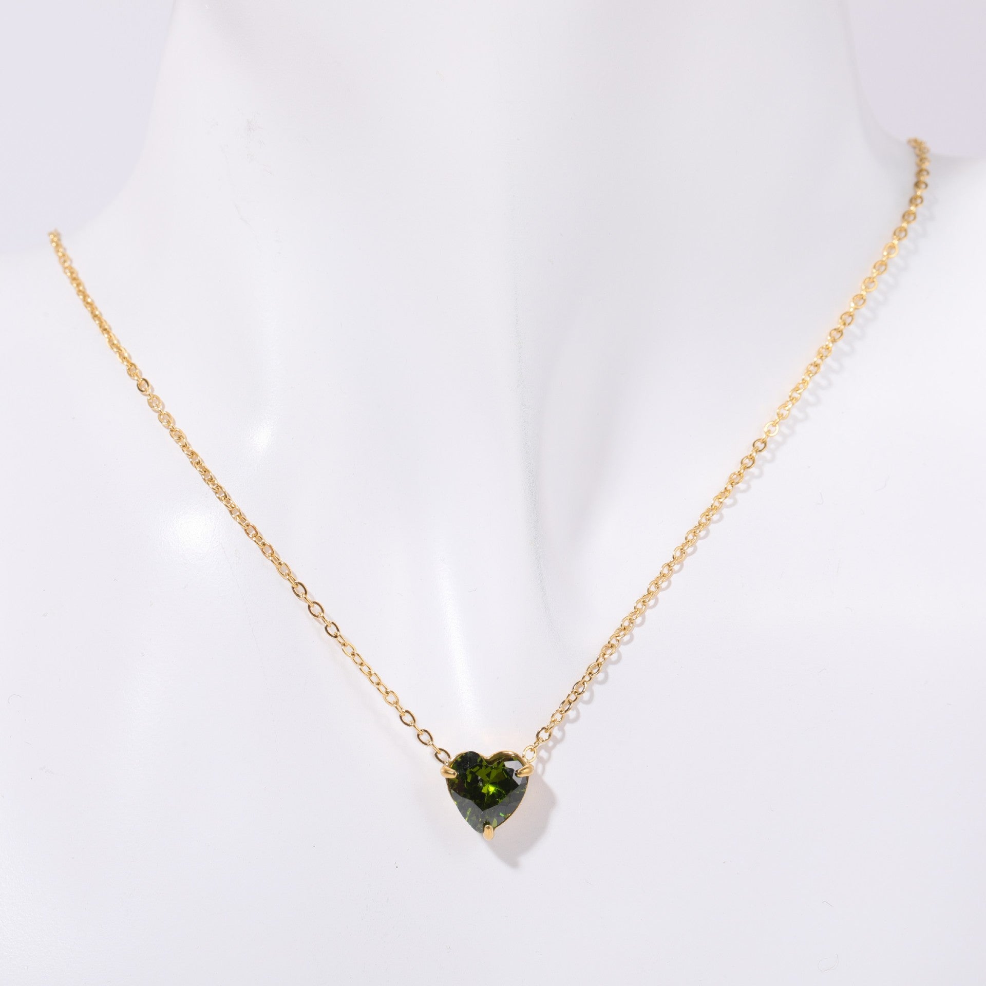 Wholesale Trendy 12 Month Birthstones Heart Pendant Necklace Titanium Steel O Shape Chain Everyday Jewelry Accessory For Boutique Resale
