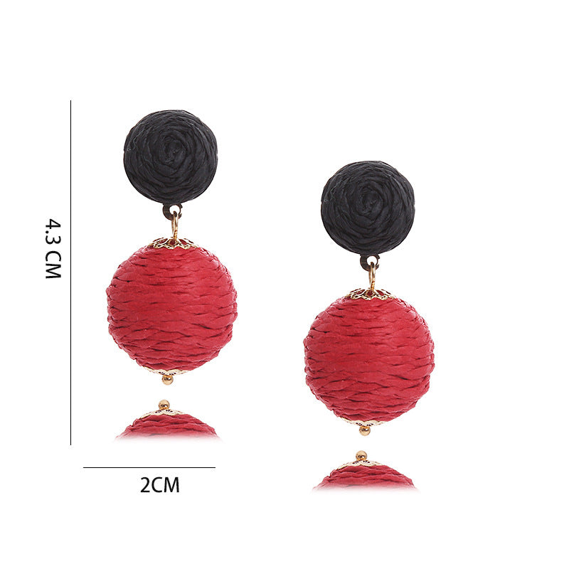 Wholesale Bohemian Handmade Wrap Ball Stud Earrings