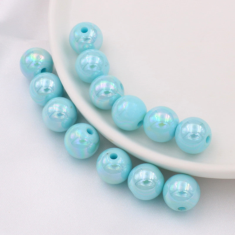 Wholesale 20pcs DIY Jewelry Accessories 14mm Acrylic AB Color Straight Hole Round Beads
