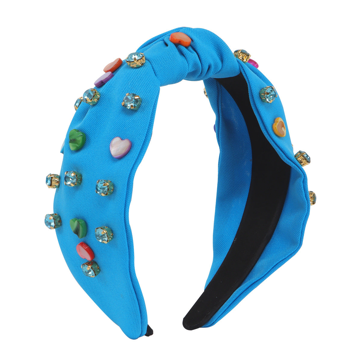 Wholesale Valentine's Day Creative Colorful Heart Diamond Knotted Fabric Multicolor Headband