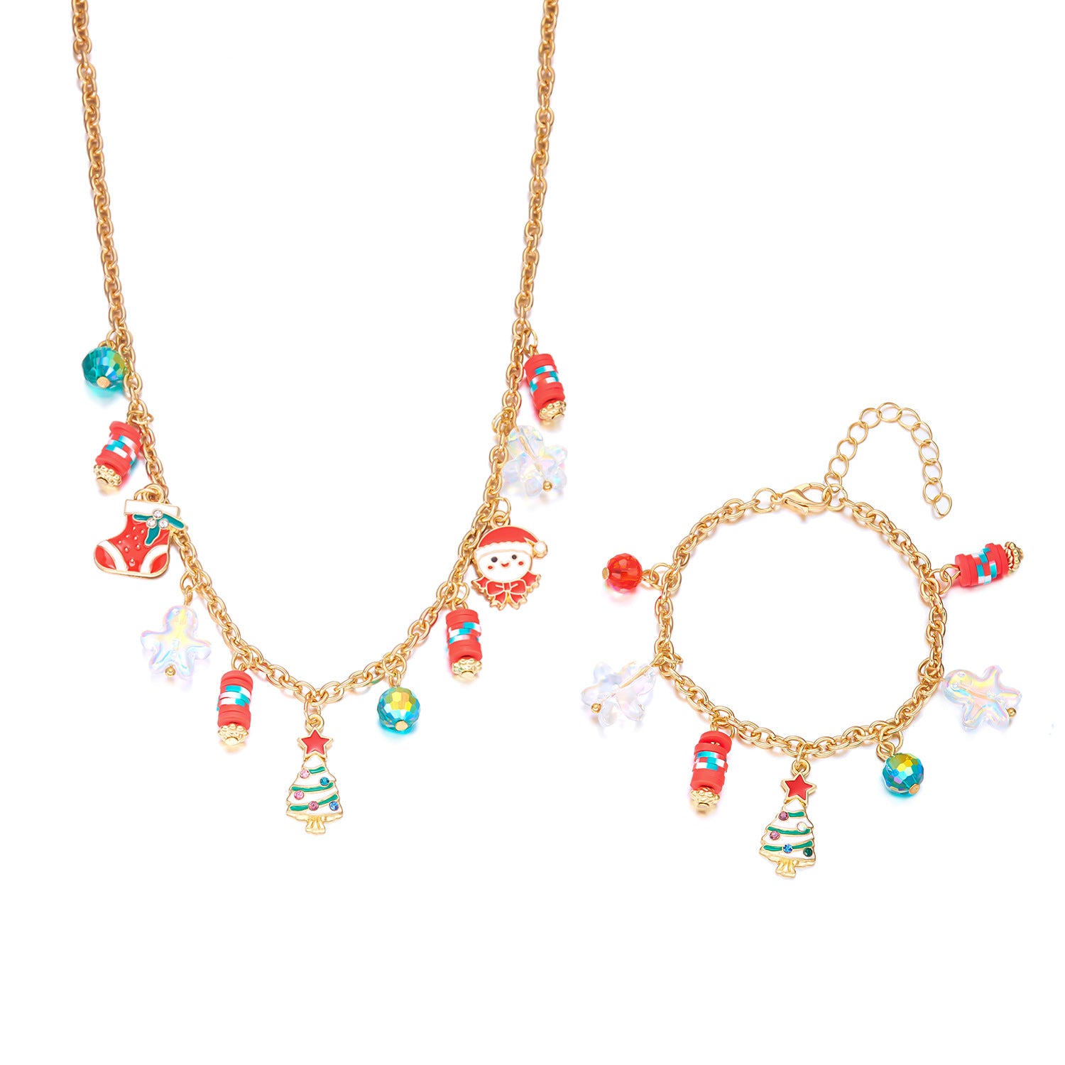 Wholesale Christmas tree snowman  collarbone chain  Necklace Set