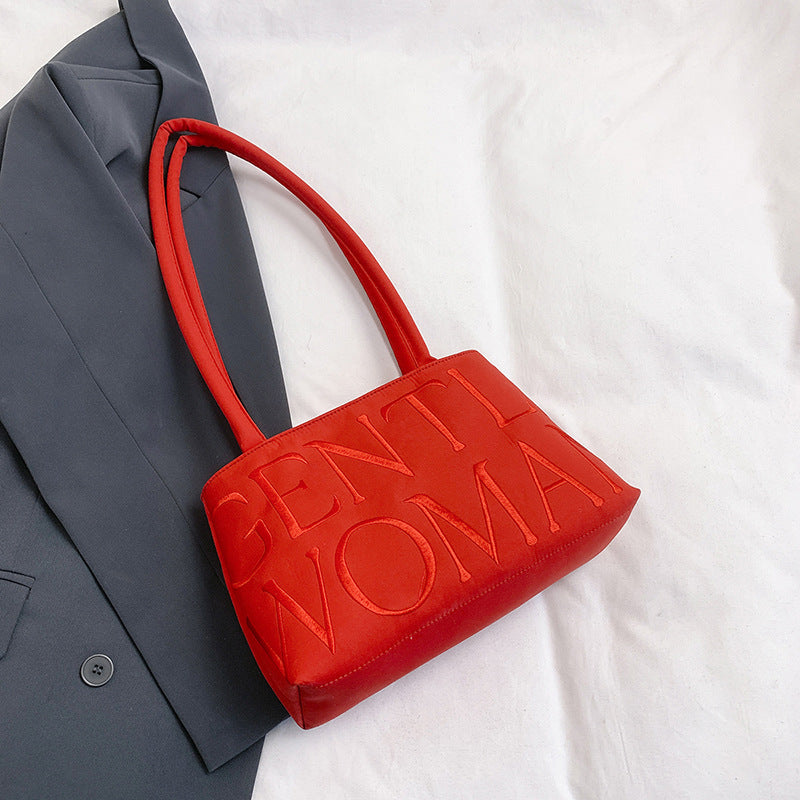 Wholesale Colorful nylon cloth bag with embroidered letters shoulder bag