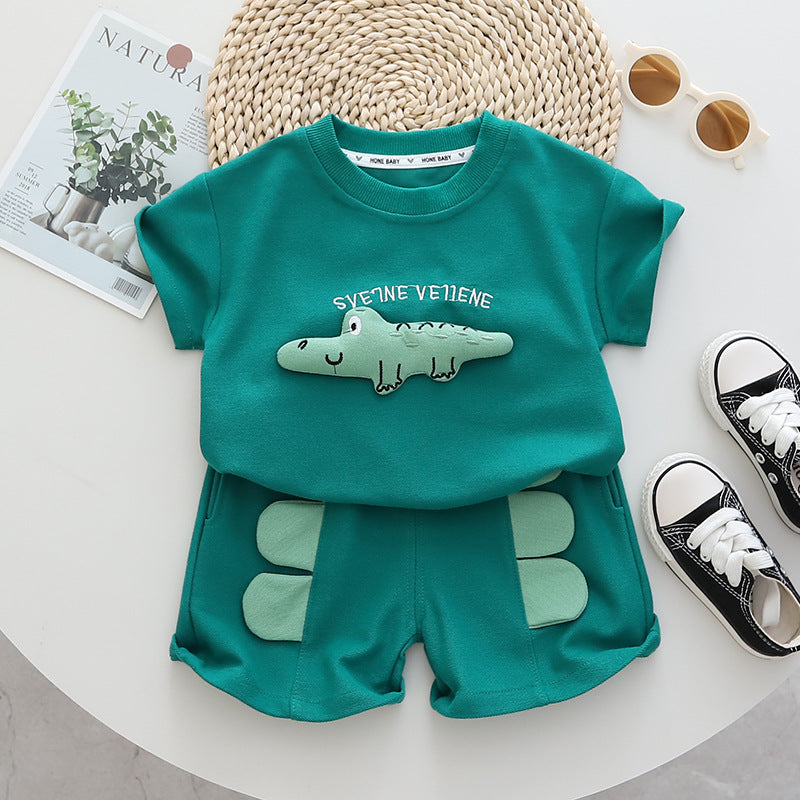 Wholesale Baby Cotton Three-dimensional Printed Casual Shorts Set