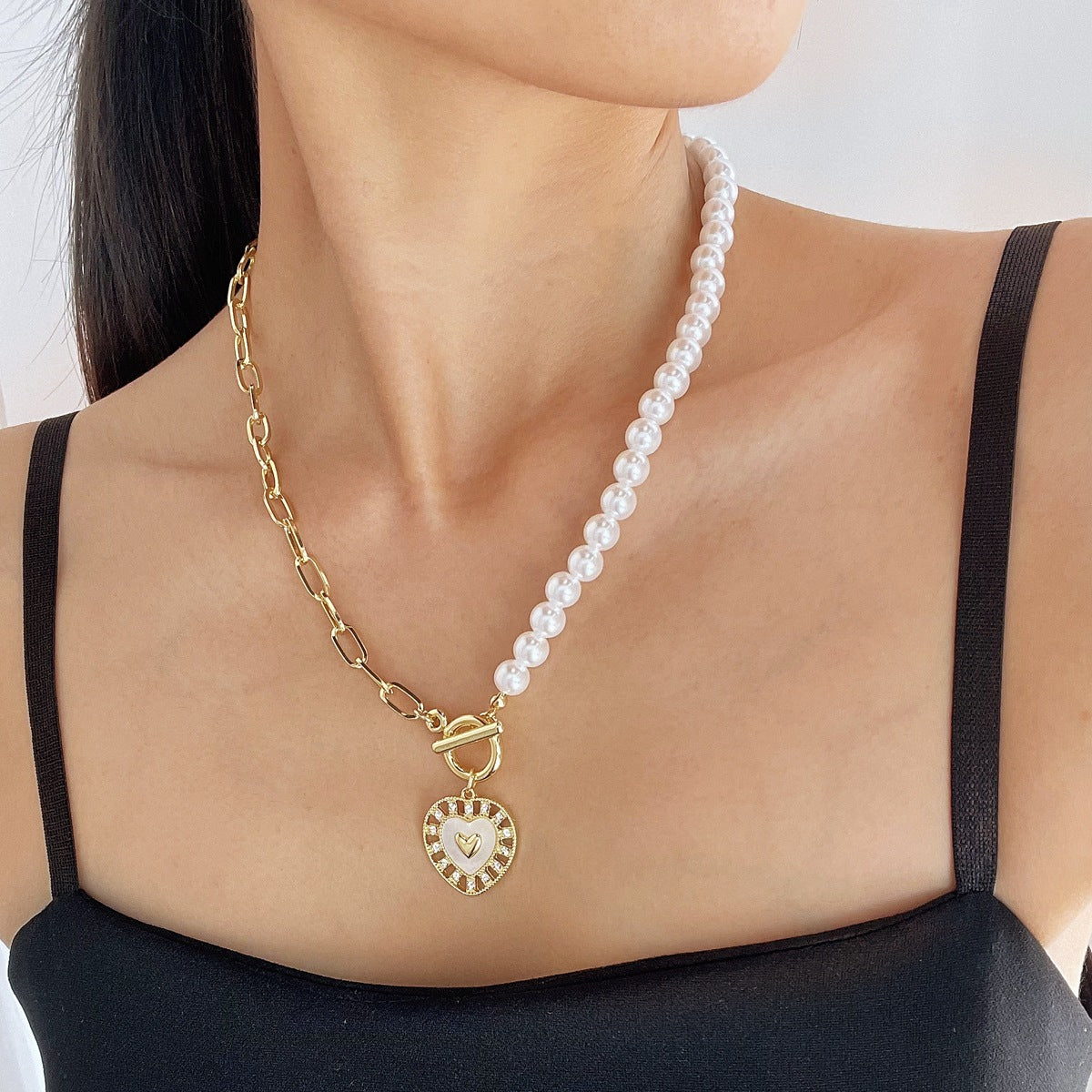 Wholesale Niche Design Alloy Love Rainbow Necklace