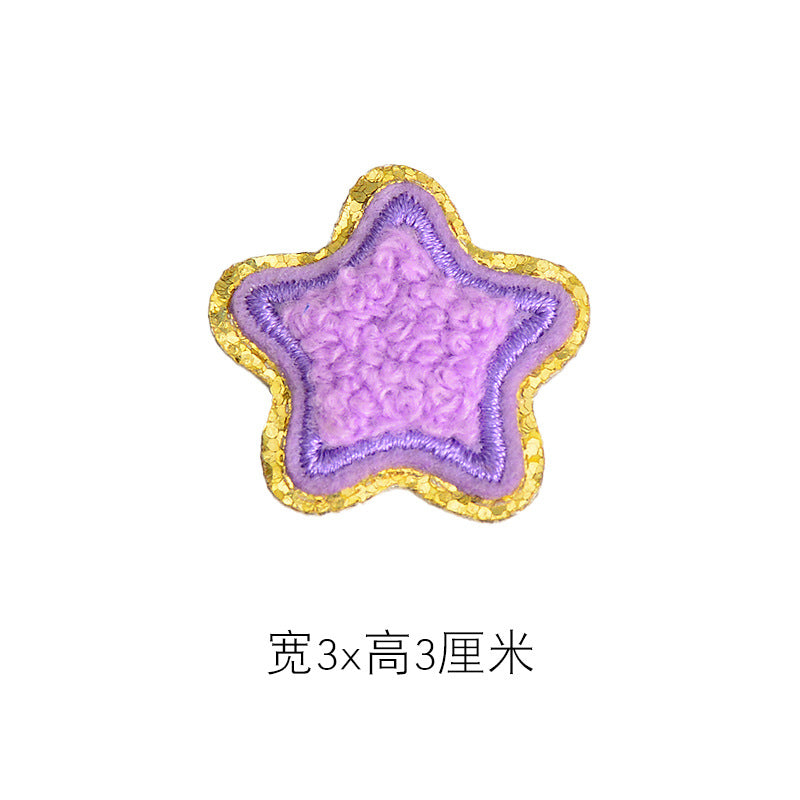Wholesale Self Adhesive Towel Embroidery Patch Orange Heart With Gold Edge DIY Accessory For Hats Bags Shoes Decorative Accent