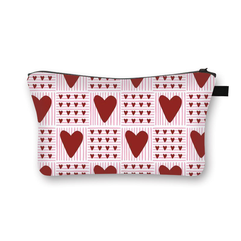 Wholesale new valentine's day love sweet breathable girl makeup bag student storage bag cartoon makeup portable