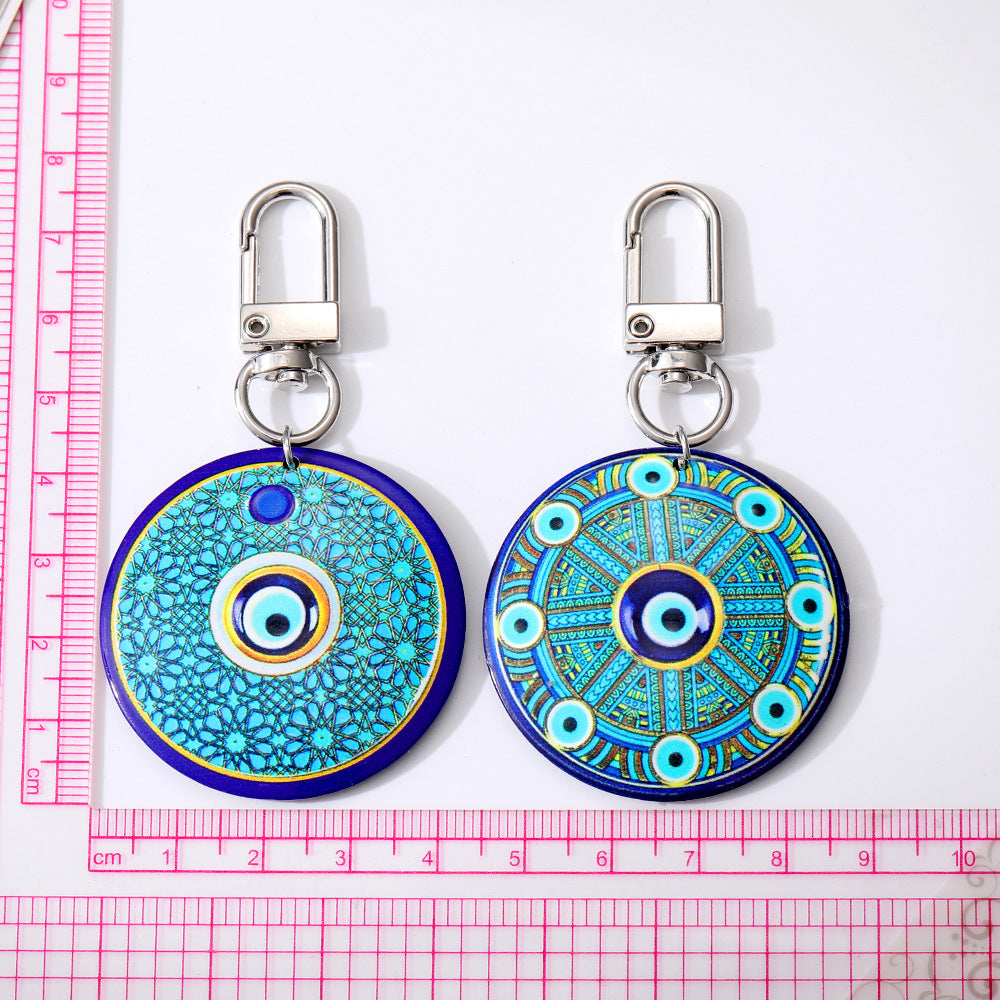Al por mayor 5 piezas/paquete Bohemian Devil's Eye Plate Keychain