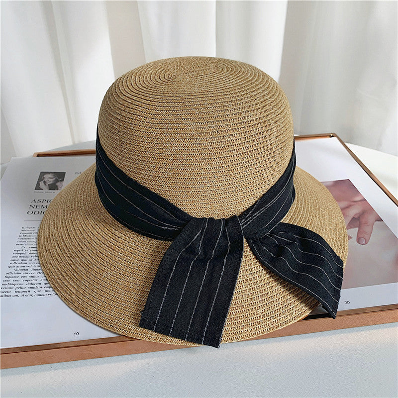 卸売リボン大きなつばの帽子麦わら帽子
