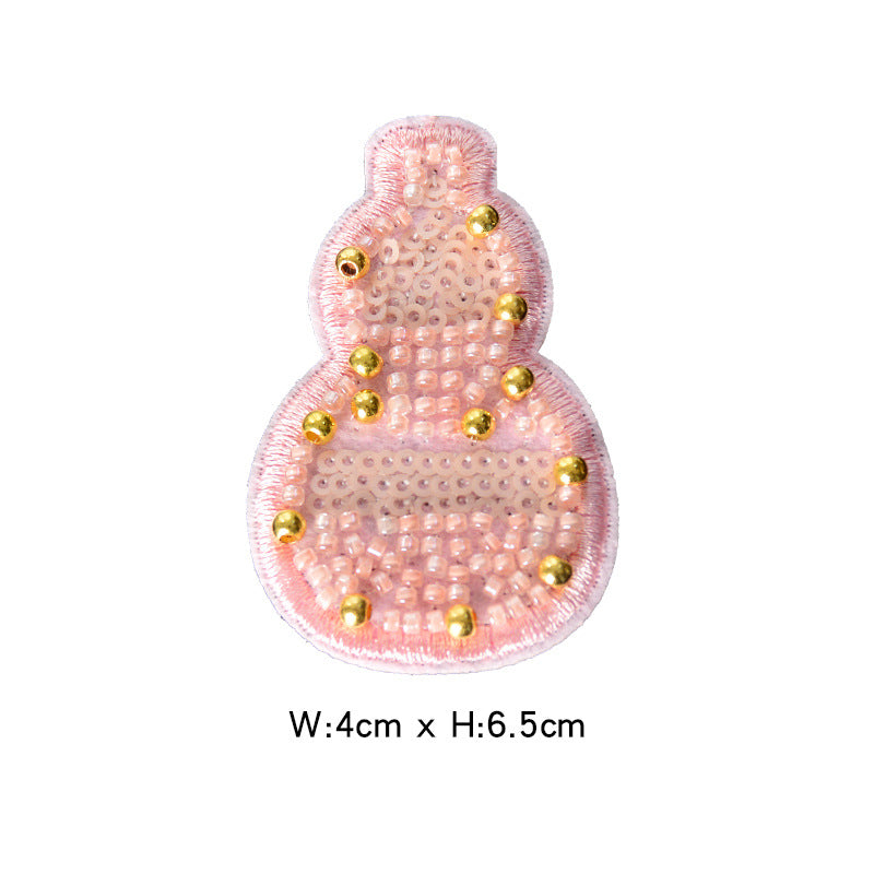 Wholesale Decorative Gourd Shaped Crystal Bead Embroidery Patch DIY Craft Supply For Clothing Bags Towels