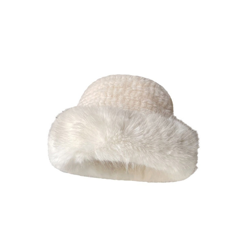 Wholesale Autumn and Winter Furry Knitted Ear Protection Bucket Hat