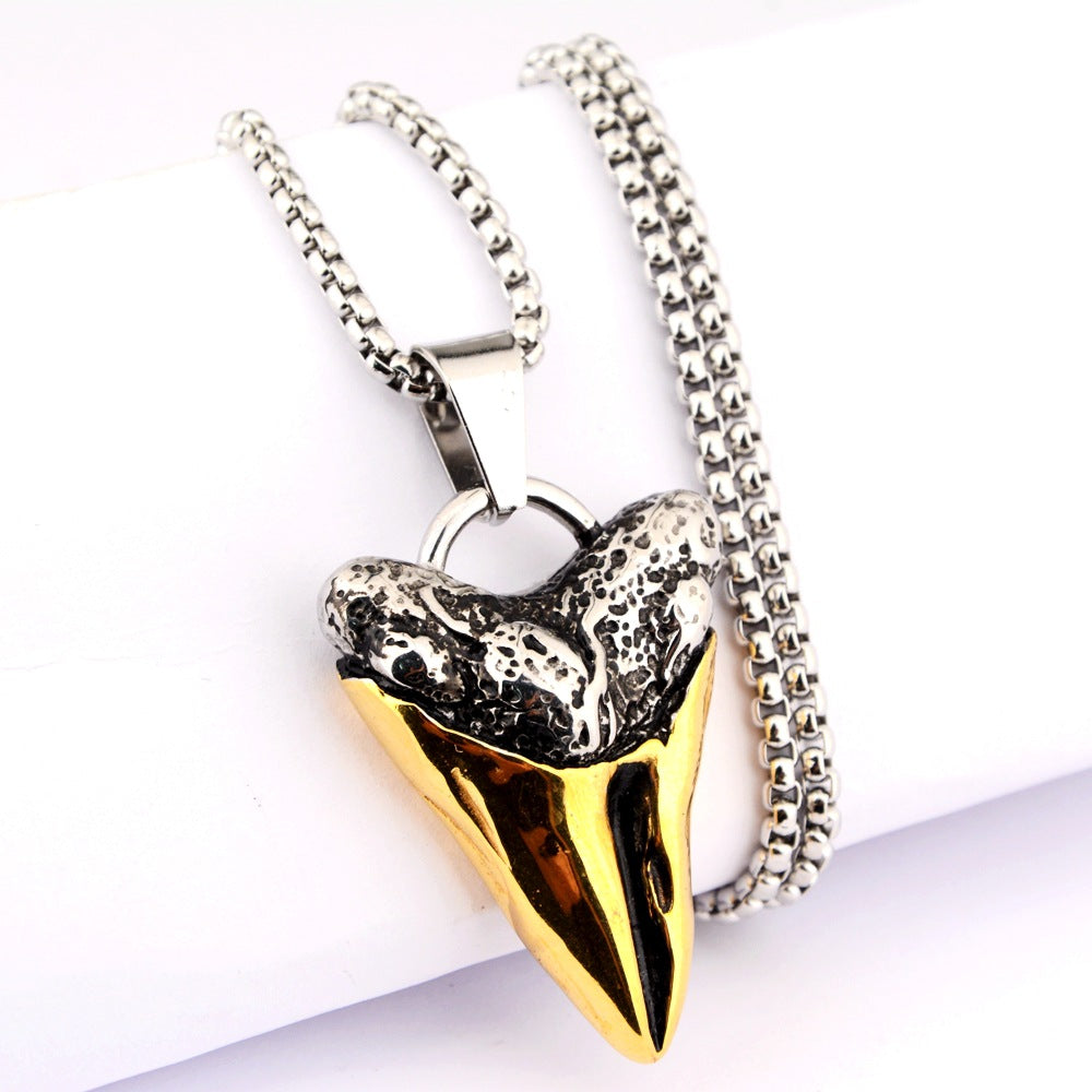 Wholesale Titanium Steel Shark Tooth Pendant Necklace Light Luxury Hip Hop Style Unisex Casual Jewelry For Everyday Wear Gift And Boutique Resale