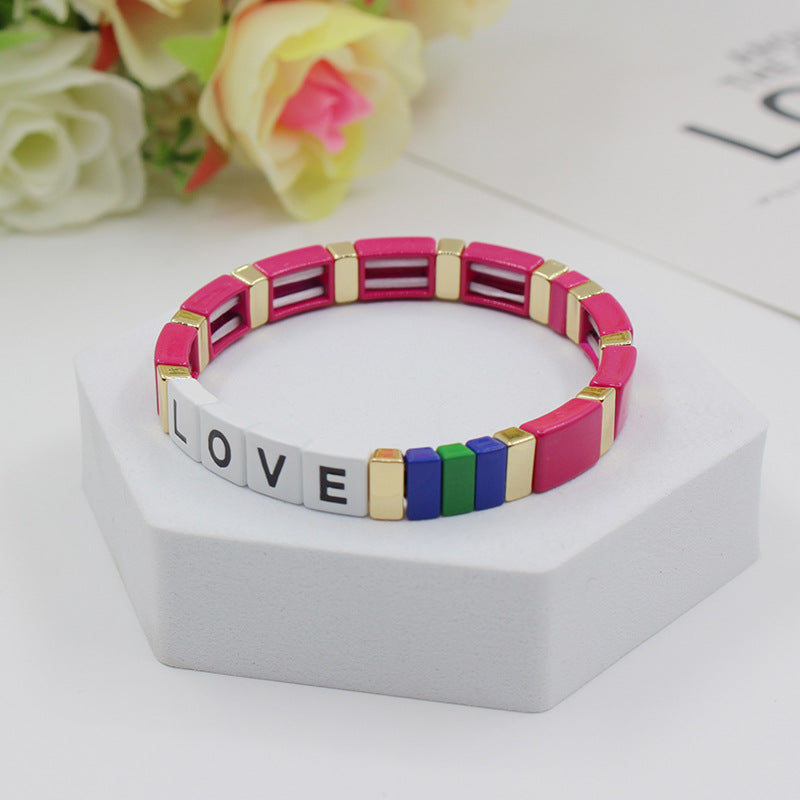 Wholesale Bohemian Alphabet Stretch Alloy Bracelet