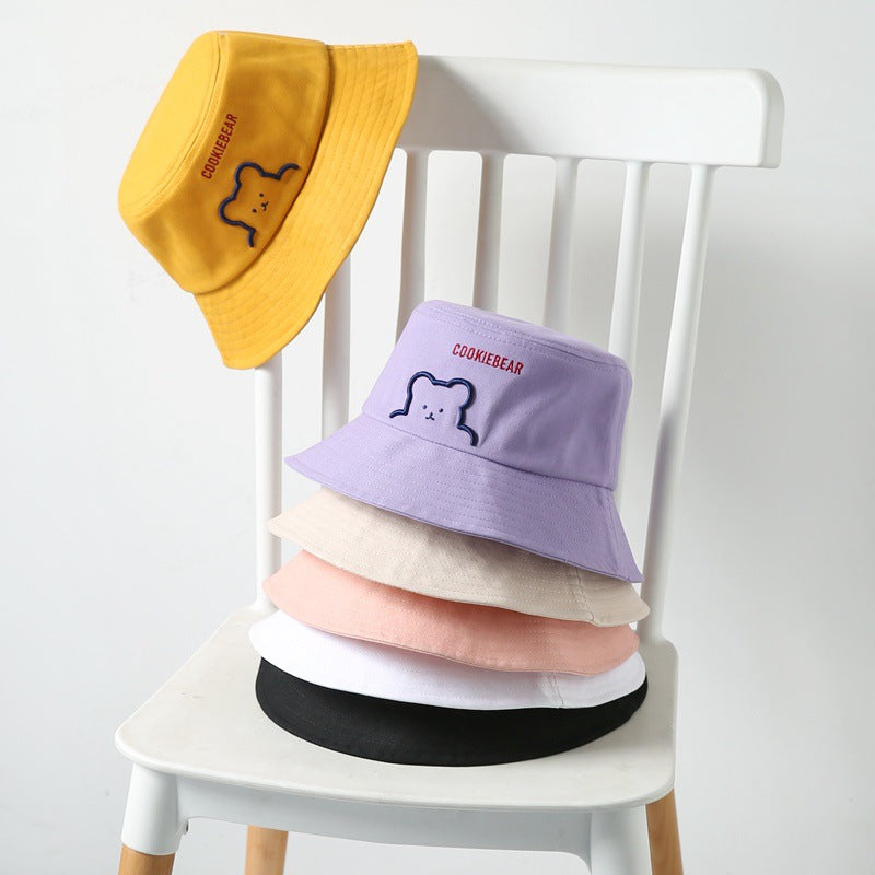 Wholesale Cotton Cute Embroidered Bear Bucket Hat