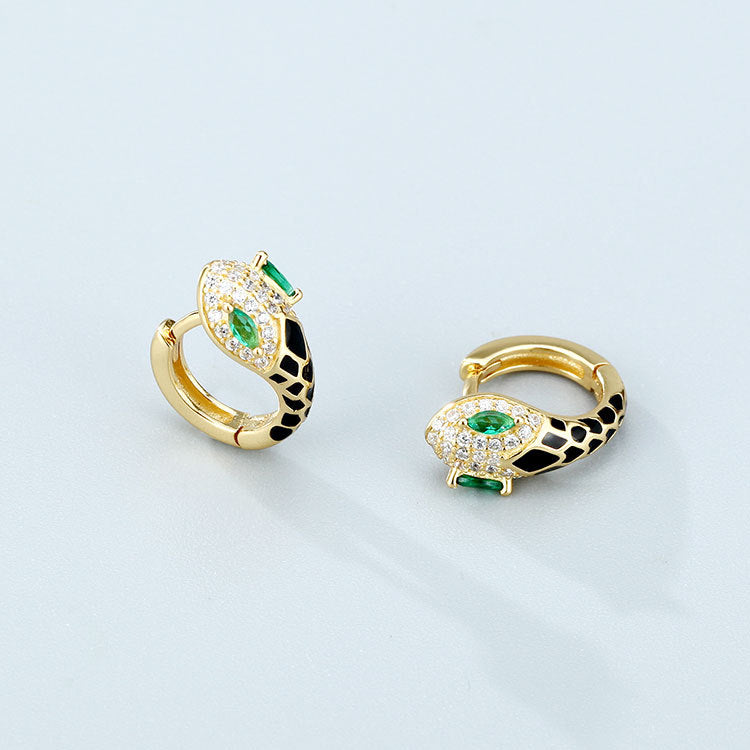 Wholesale 925 Sterling Silver Zircon Snake Shaped Earrings