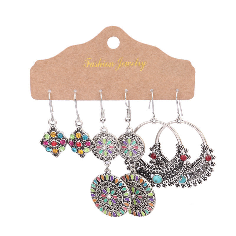 Wholesale Bohemian Colorful Tassel Drop Earrings Retro Alloy Electroplated Women S Fashion Jewelry Gift