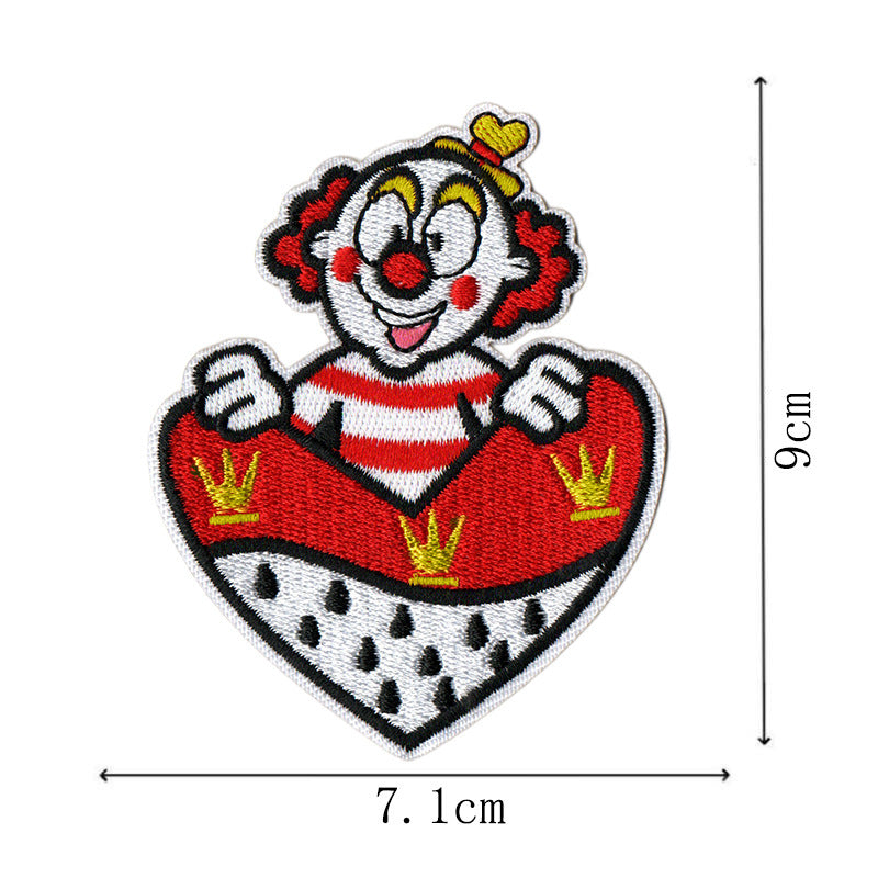 Wholesale Carnival Clown Crown Embroidered Iron On Patches Red Cartoon Design 12 Piece Set Towel Decoration DIY Craft Supply Gift Resale