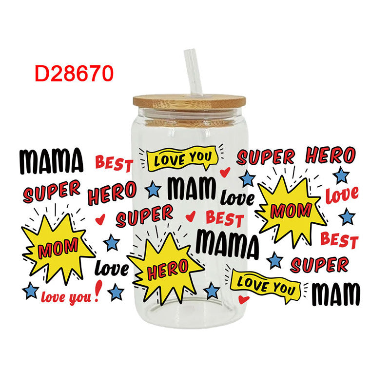 Wholesale Flower Leopard Pattern Mother's Day  16oz Cup UV DTF Wraps