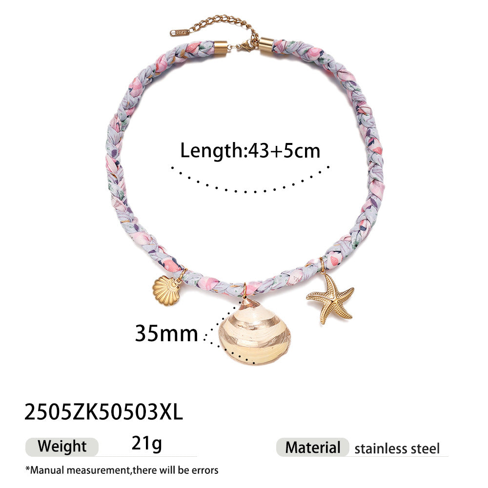 Wholesale Tina European and American Stainless Steel Pendant Necklace Sweet Cool Sexy Style Silk f Braided Colorful Necklace Clavicle Chain Necklace Jewelry