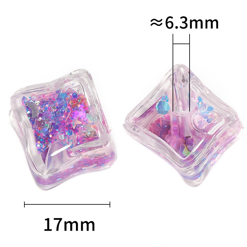 Wholesale 25pcs Luminous Quicksand Ice Cube Sequins Oblique Hole Square Beads