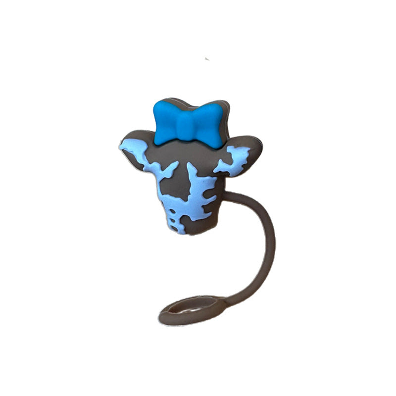 Wholesale 10mm Glass Straw Dust Cover Cover Silicone Food Grade Straw Dust-proof Staley Water Cup Leak-proof Valentine's Day