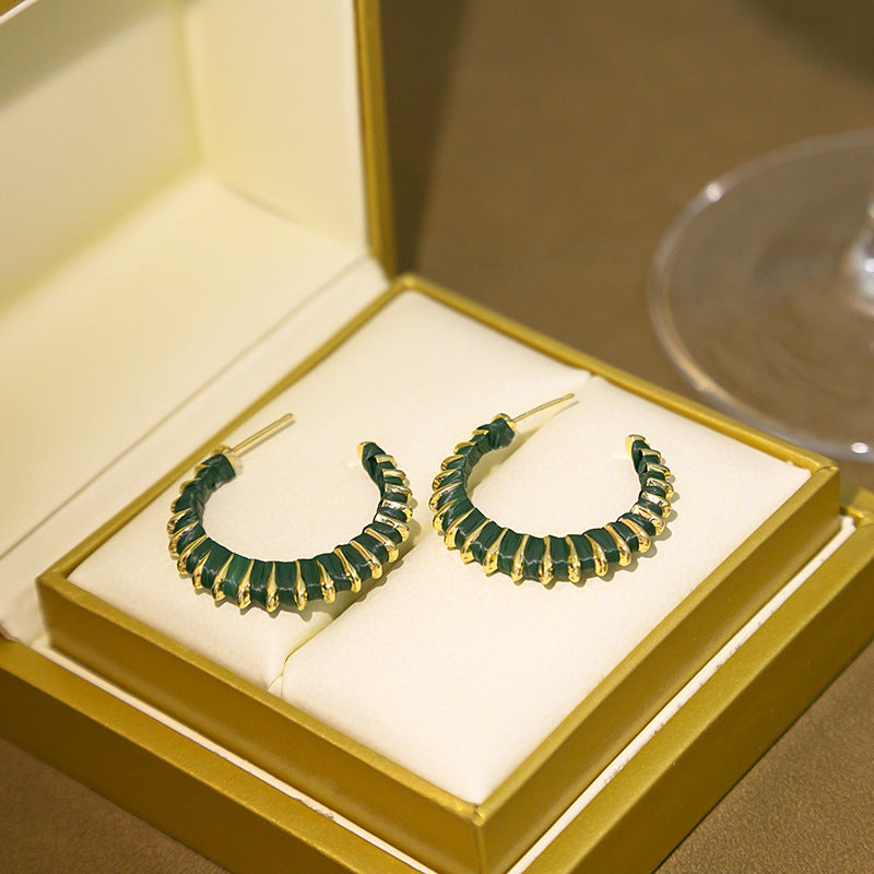 Wholesale of New Products In 2023, Colorful Color Matching C-shaped Metal Earrings