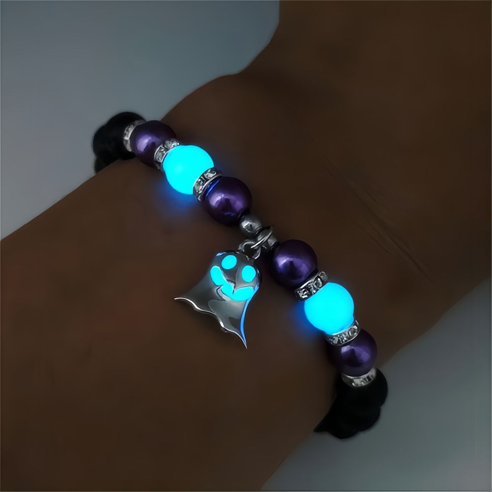 Wholesale  Glow-in-the-Dark Little Ghost Natural Volcanic Stone Ghost Bracelet