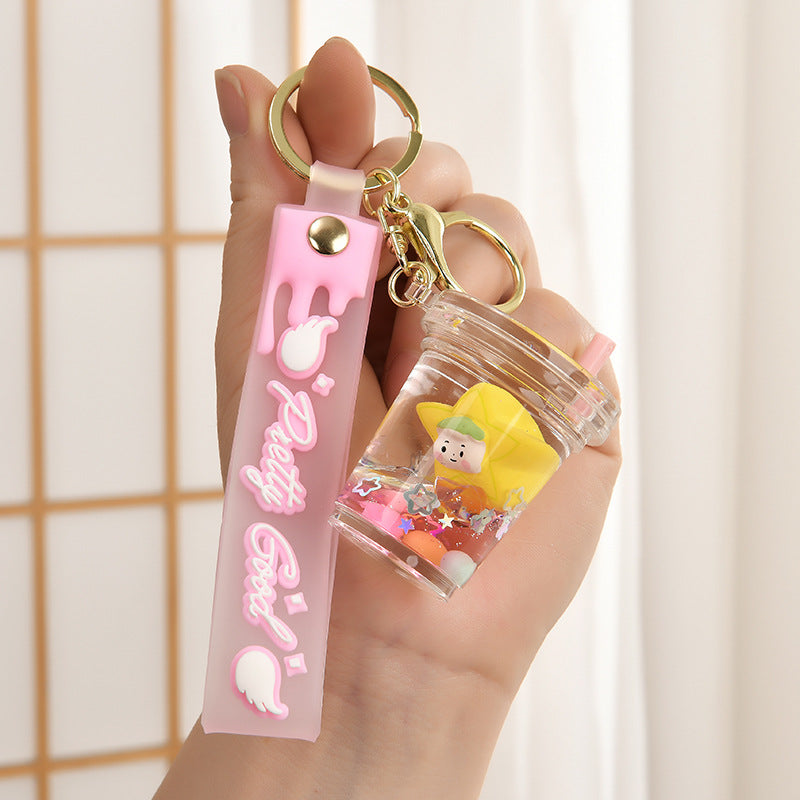Wholesale Acrylic liquid sand bottle floating in oil keychain