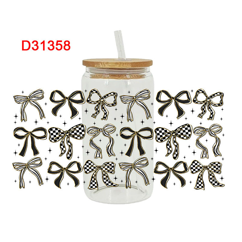 Wholesale colorful bow  16oz Cup UV DTF Wraps