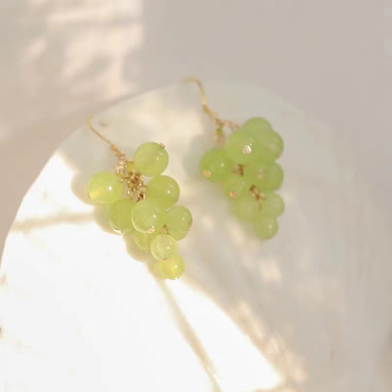 Wholesale Super cute and watery green grape earrings