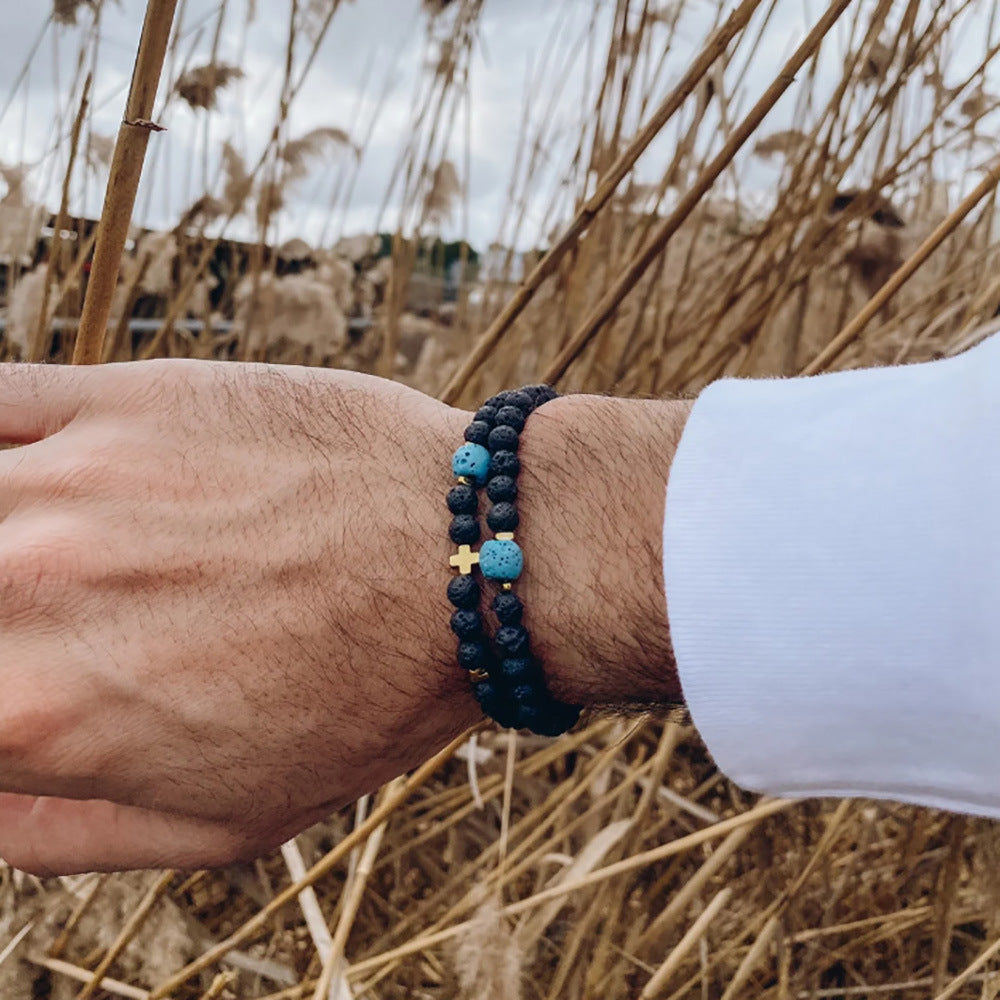 Wholesale black frosted wear copper with zirconium diamond ball flying saucer long bracelet set